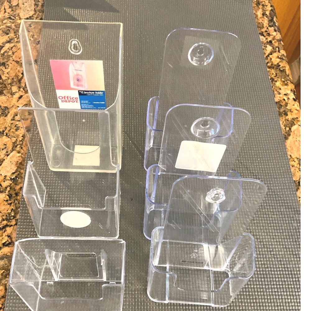 Office Depot Clear Acrylic Brochure and Business Card Holder Mixed Lot 7pc